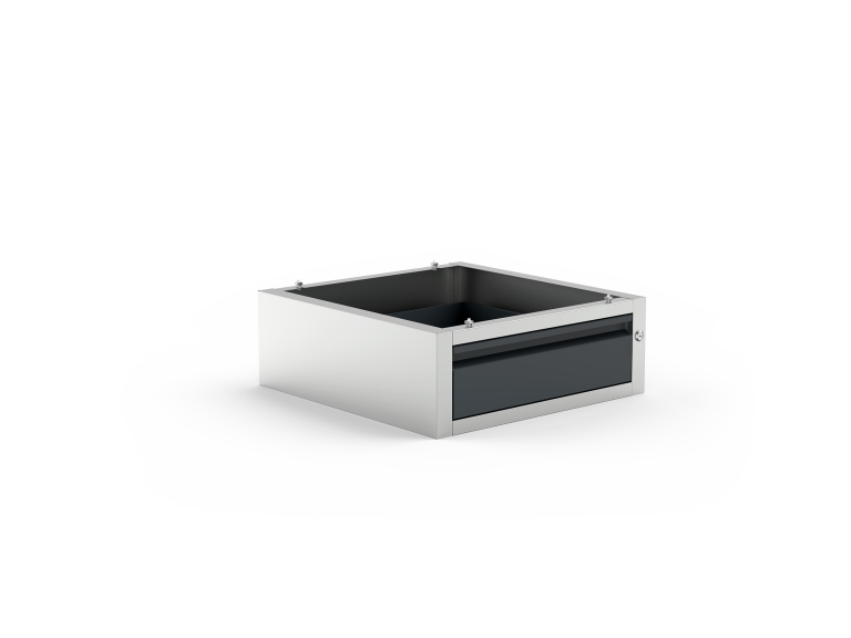 Modulo cassetto singolo, con apertura totale del cassetto, guida soft-close e chiusura con chiave.