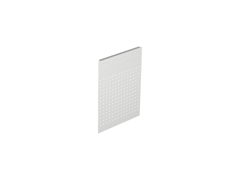 Pannello preforato, fianco chiuso, banco fisso, con predisposizioni elettriche.