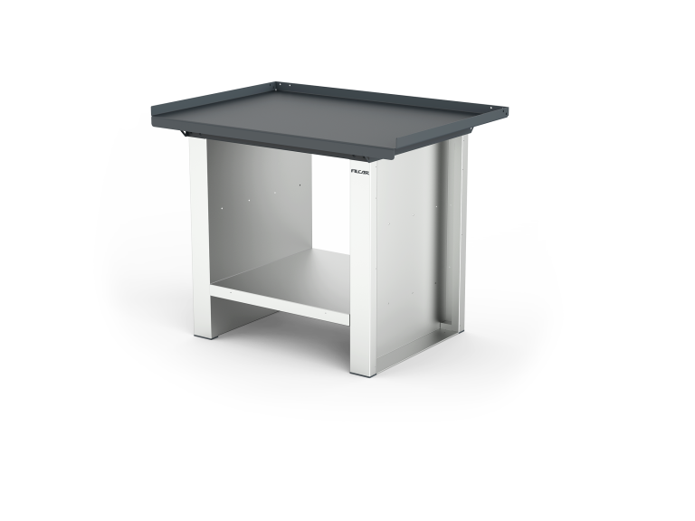 Banco da lavoro ad altezza fissa, con piano in acciaio anticaduta da 3 mm, fianchi standard e ripiano grande. L 1000 mm